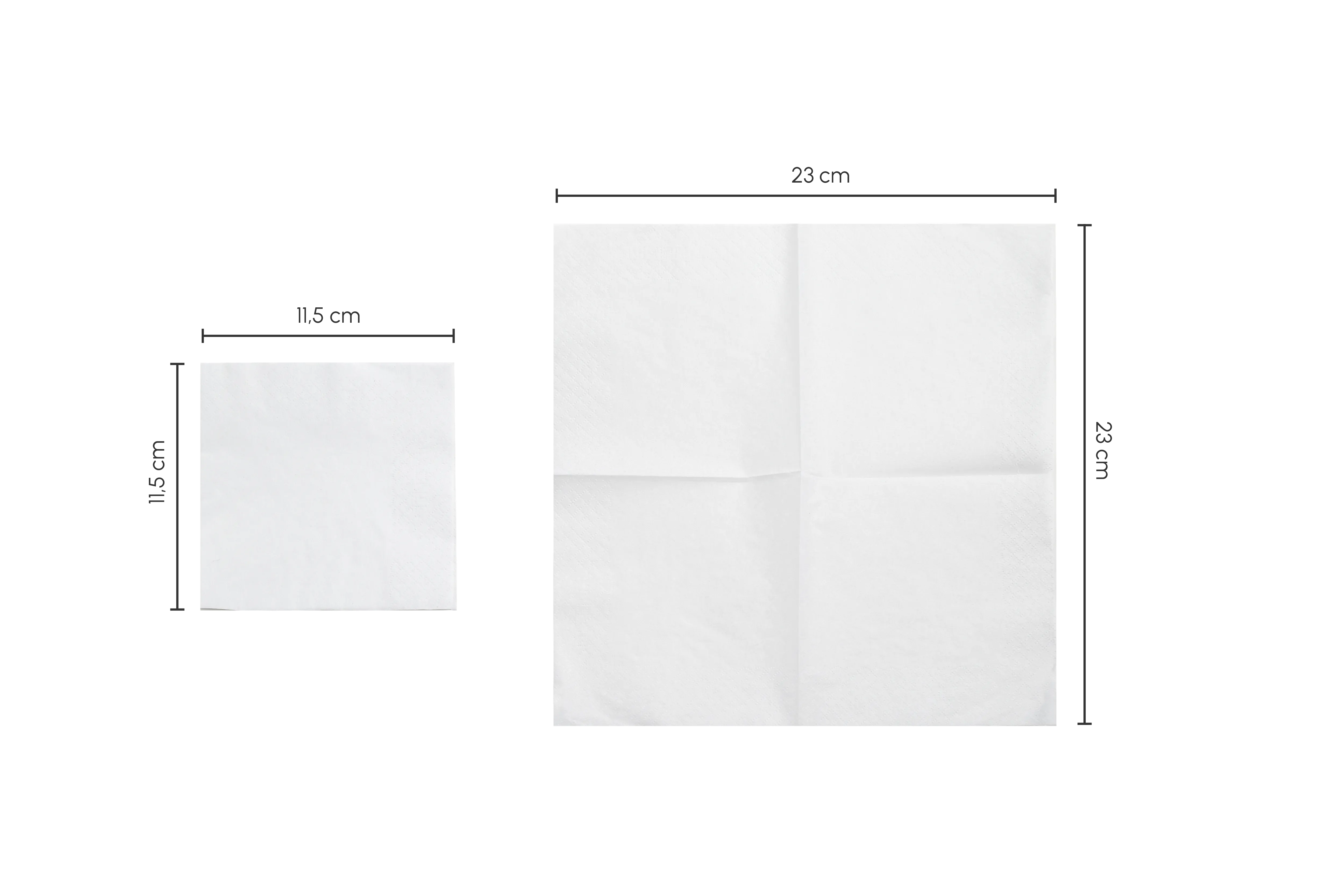 Serviette, weiß, L 23 x B 23 cm, gefaltet: L 11,5 x B 11,5 cm, 1-lagig, 1/4-Falz (6.000er Karton)